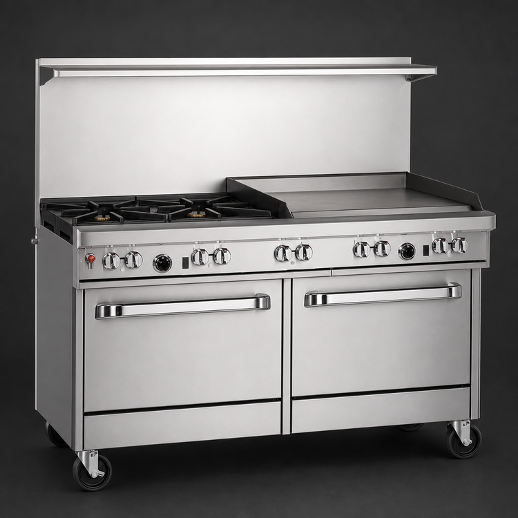 Product image #3 for Southbend Ultimate 60-Inch Gas Restaurant Range with 2 Open Burners, 48-Inch Griddle, and 2 Standard Ovens
