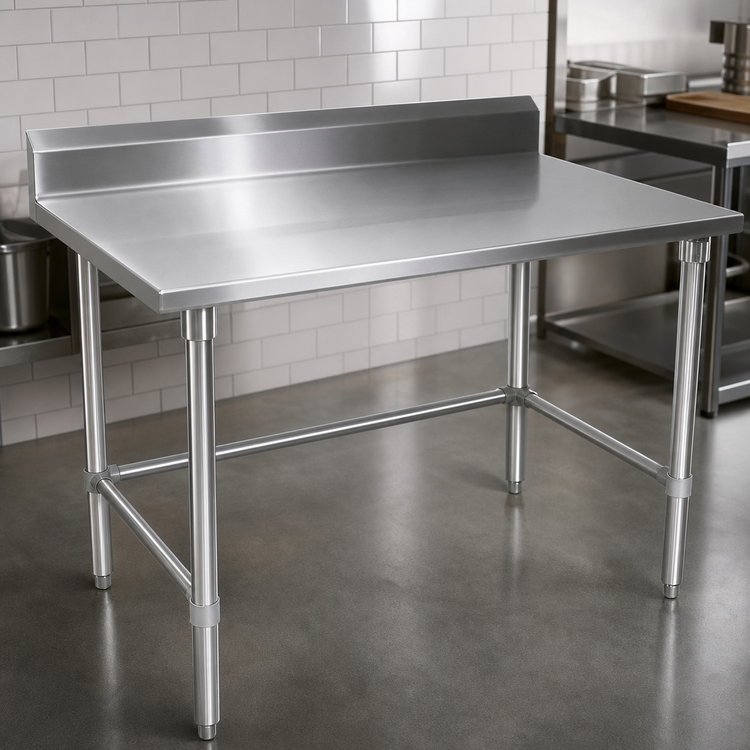 Product image #3 for John Boos Stallion 60-Inch x 30-Inch Stainless Steel Work Table with 5-Inch Backsplash and Galvanized Open Base