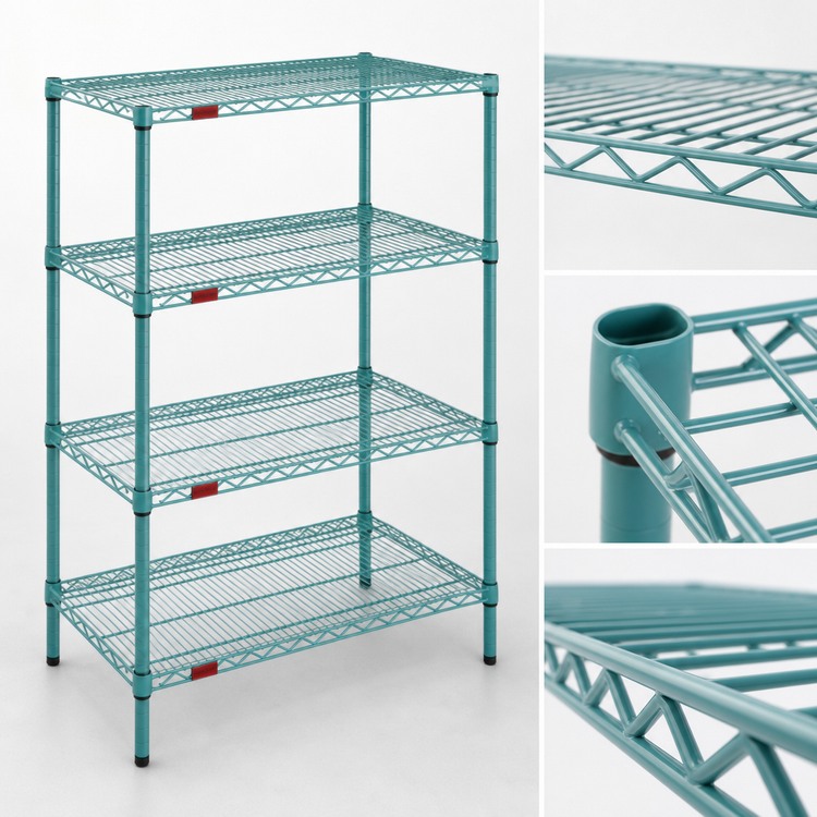 Product image #3 for EagleGard 4-Tier Stationary Starter Wire Shelving Unit, 30 x 18 x 63 Inches, Hybrid Epoxy Finish