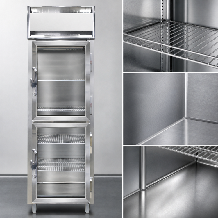 Product image #3 for Continental Refrigerator Designer Line D1FNSSGDHD One-Section Reach-In Freezer with Half-Height Glass Doors