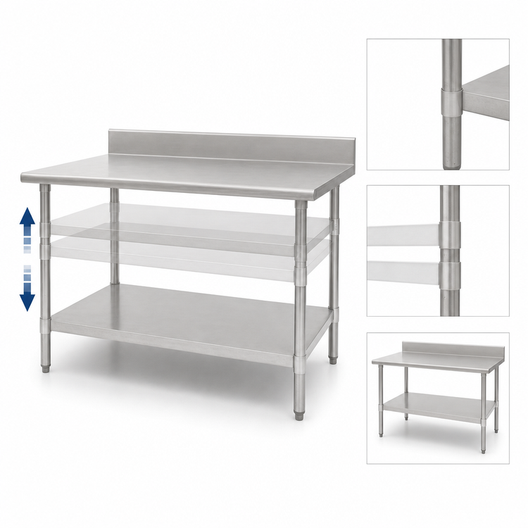 Product image #3 for Eagle Group Adjustable Galvanized Work Table Undershelf, 60"W x 30"D, for Uni-Lok Hat Channel Frame Tables