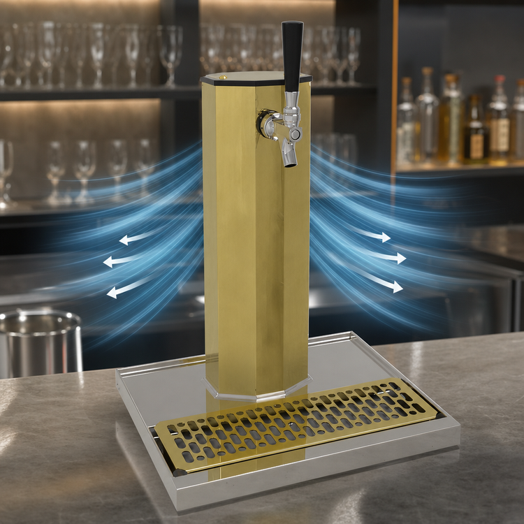 Product image #3 for Glastender Countertop Air-Cooled Single-Faucet Column Draft Dispensing Tower, Polished Brass Finish