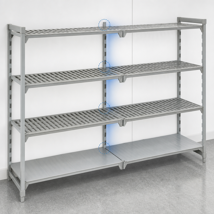Product image #4 for Cambro Camshelving Premium Stationary 4-Tier Add-On Unit, 18 x 36 x 64 Inches, Vented and Solid Polymer Shelving