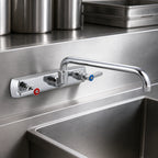 Thumbnail image #3 for BK Resources OptiFlow BKF-8SM-10-G Commercial Backsplash-Mount Faucet, 8-Inch Centers, 10-Inch Swing Spout, Chrome, Lead-Free