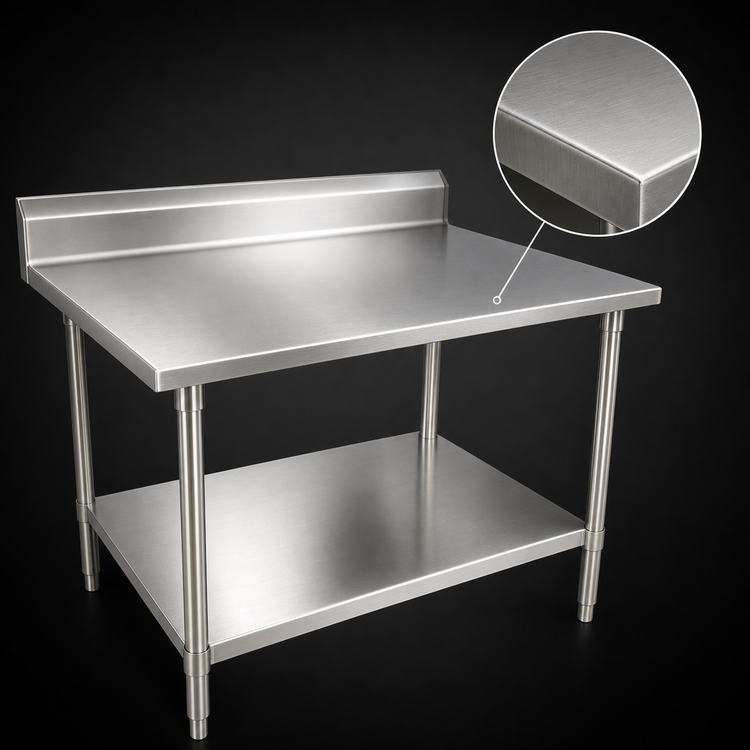 Product image #3 for John Boos Stallion Corner Stainless Steel Work Table with 5-Inch Backsplash and Adjustable Undershelf, 30 x 36 Inches
