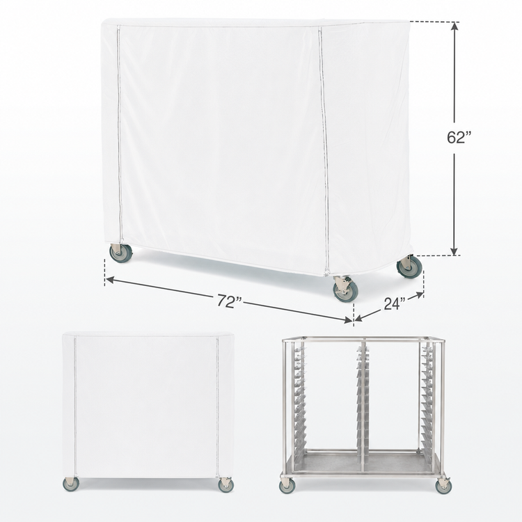 Product image #3 for Metro 72 x 24 x 62 Inch White Uncoated Knitted Polyester Queen Mary & Banquet Cart Cover