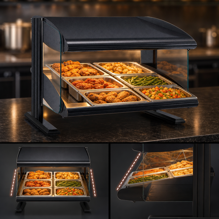 Product image #3 for Hatco HXMS-30 30-Inch Slant Countertop Heated Food Merchandiser with LED Lighting