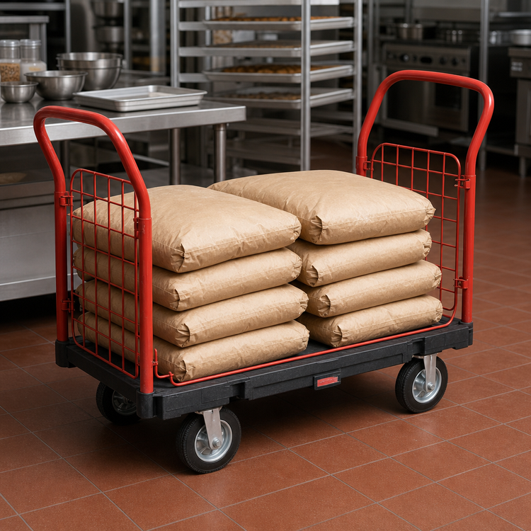 Product image #3 for Rubbermaid Commercial Heavy-Duty 24" x 48" Side Panel Platform Truck, 2,000 lb Capacity, Black