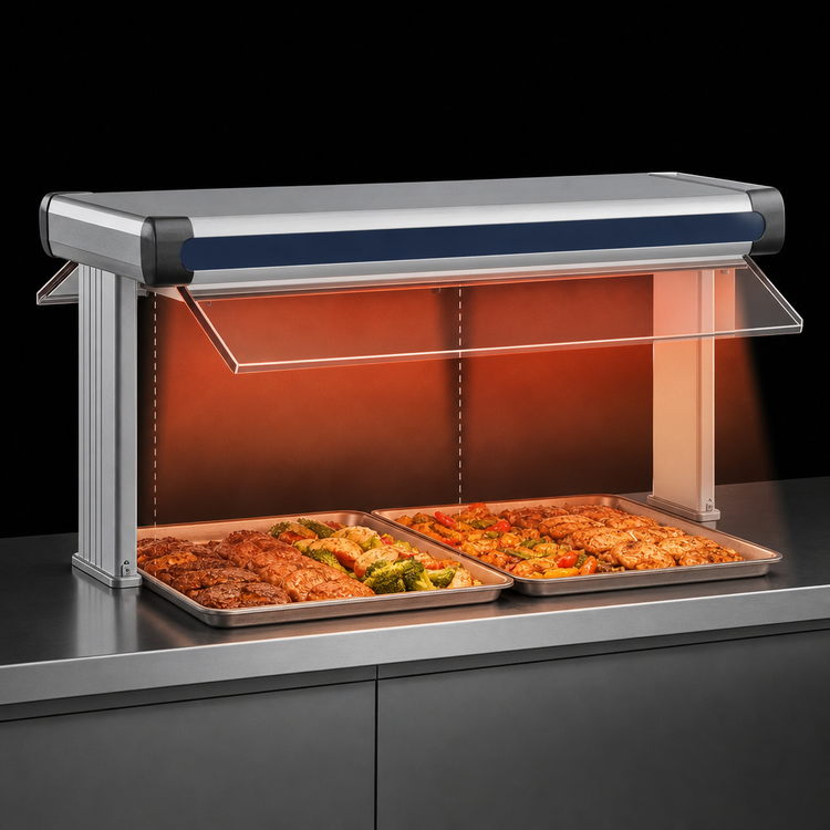 Product image #3 for Hatco Glo-Ray Designer Dual Infrared Strip Heater, 87.5-Inch Wide, 6-Inch Spacing, High-Wattage, Aluminum, 4.1 kW, 14-Inch Stands