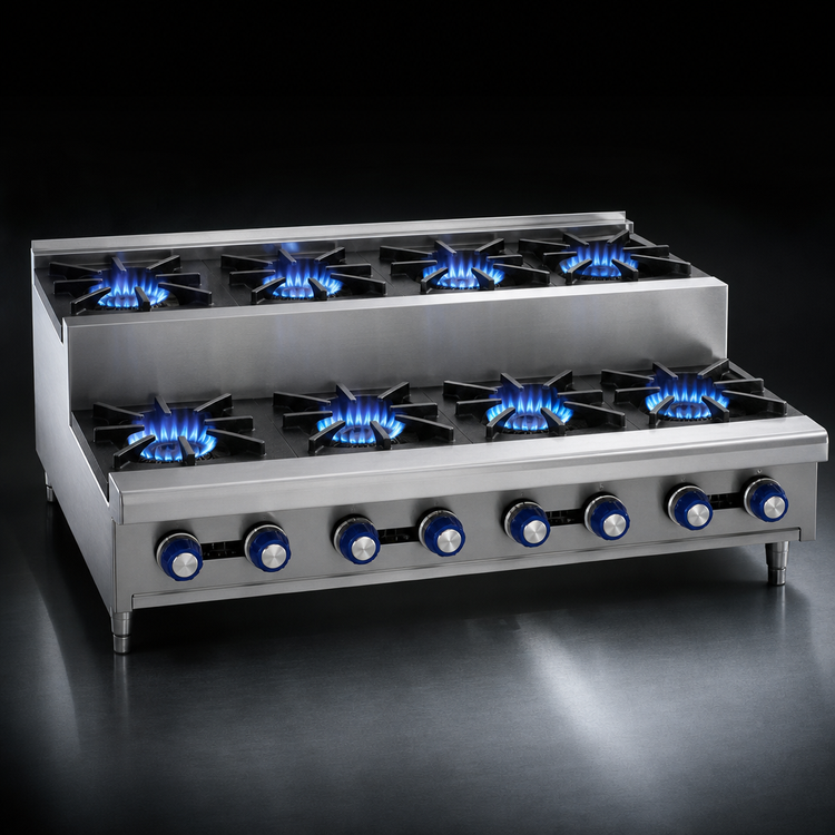 Product image #3 for Imperial 48-Inch Gas Countertop Hotplate with 4 Open Burners and 4 Step-Up Burners