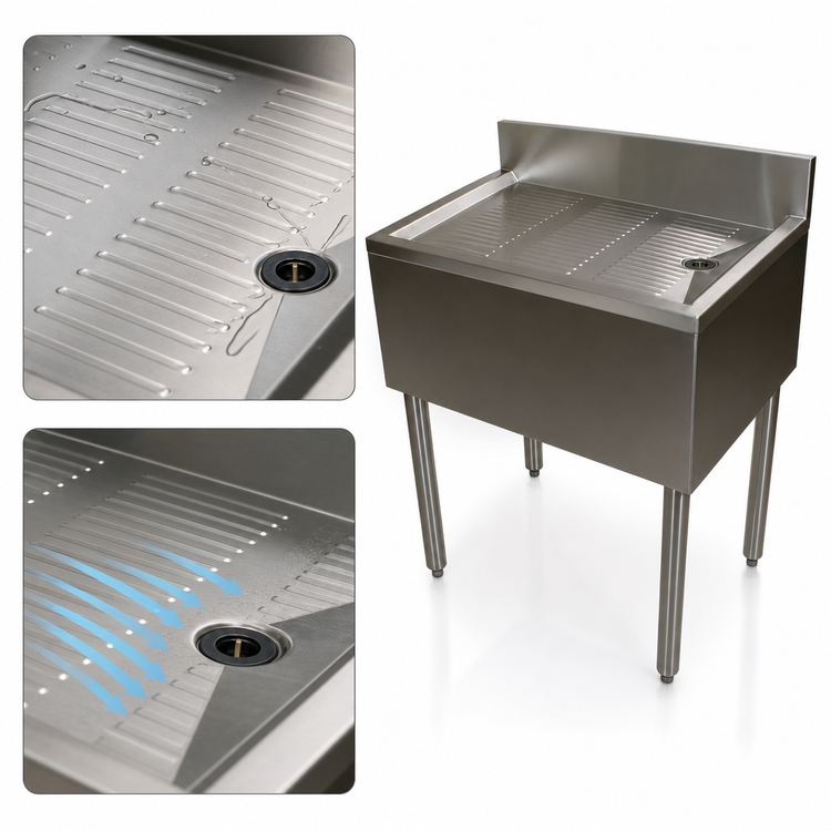 Product image #4 for BK Resources 30-Inch x 21-1/4-Inch Freestanding Stainless Steel Underbar Drain Board