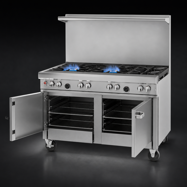 Product image #3 for Southbend Ultimate 48-Inch Gas Restaurant Range with 2 Non-Clog Burners, 36-Inch Thermostatic Griddle, Standard Oven and Cabinet Base