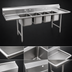 Thumbnail image #3 for Eagle Group 314 Series Coved Corner Four-Compartment Sink with Double 18-Inch Drainboards