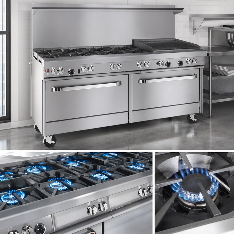 Product image #3 for Southbend Ultimate 60-Inch Commercial Gas Restaurant Range with 6 Star/Sauté Burners, 24-Inch Charbroiler, Standard Oven, and Convection Oven