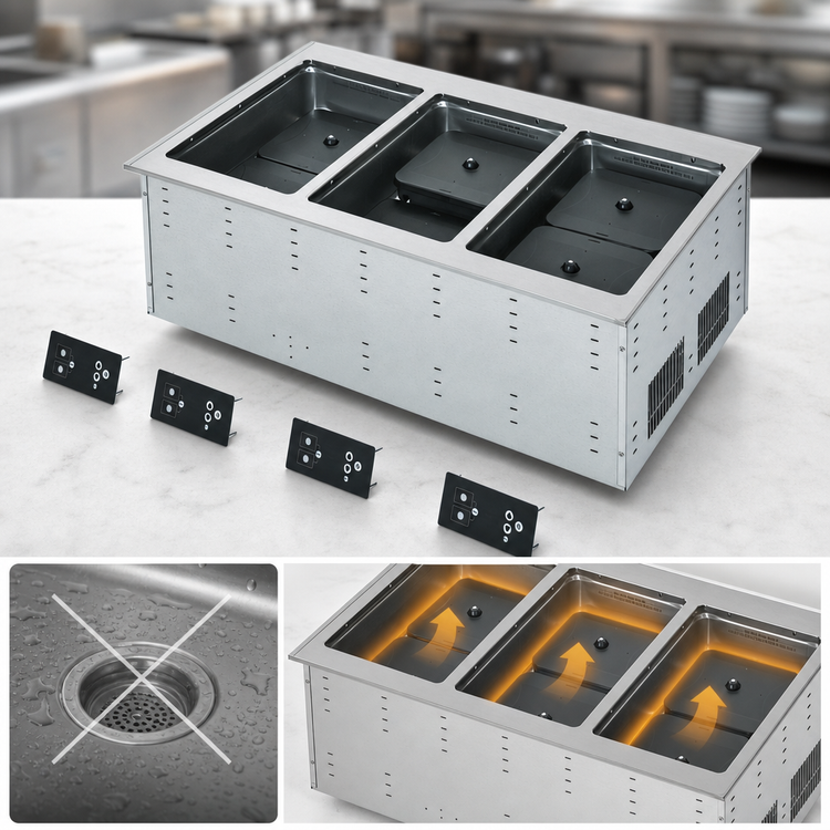 Product image #3 for Vollrath 3-Well Modular Induction Dry Hot Food Well Drop-In, 208-240V