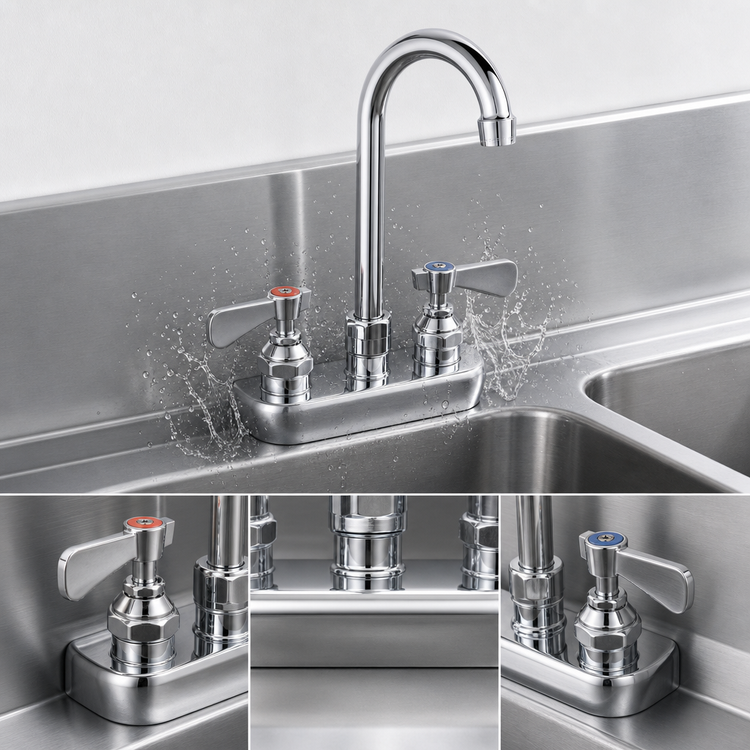 Product image #3 for OptiFlow Heavy Duty Solid Body Splash Mount Faucet with 8-Inch Gooseneck Spout