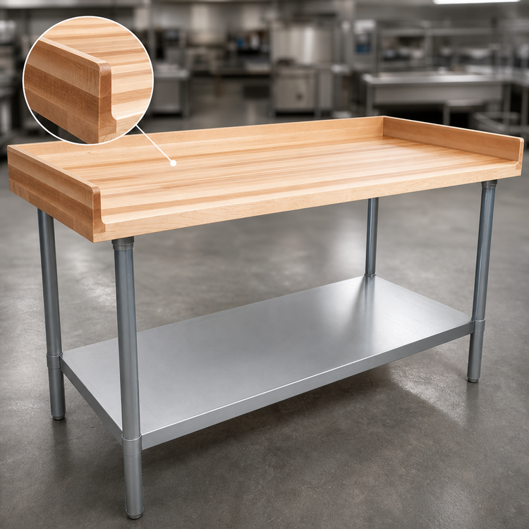 Product image #3 for John Boos 72-Inch x 30-Inch Baker's Top Wood Work Table with Galvanized Steel Undershelf