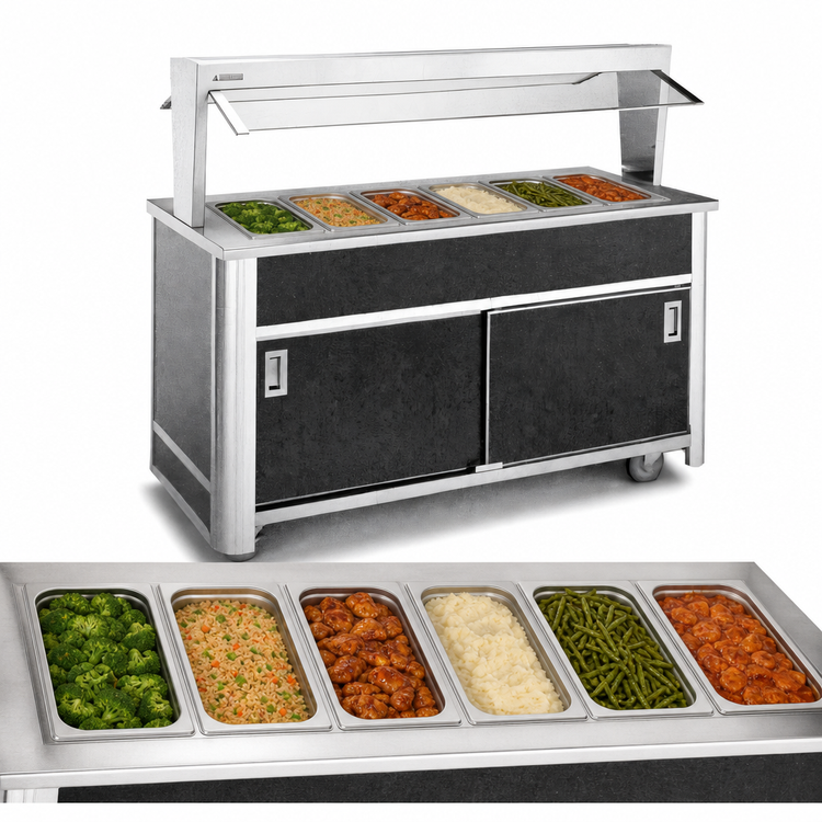 Product image #3 for Atlas Metal BLH-6-BU Mobile 6-Well Electric Buffet Style Hot Food Serving Counter