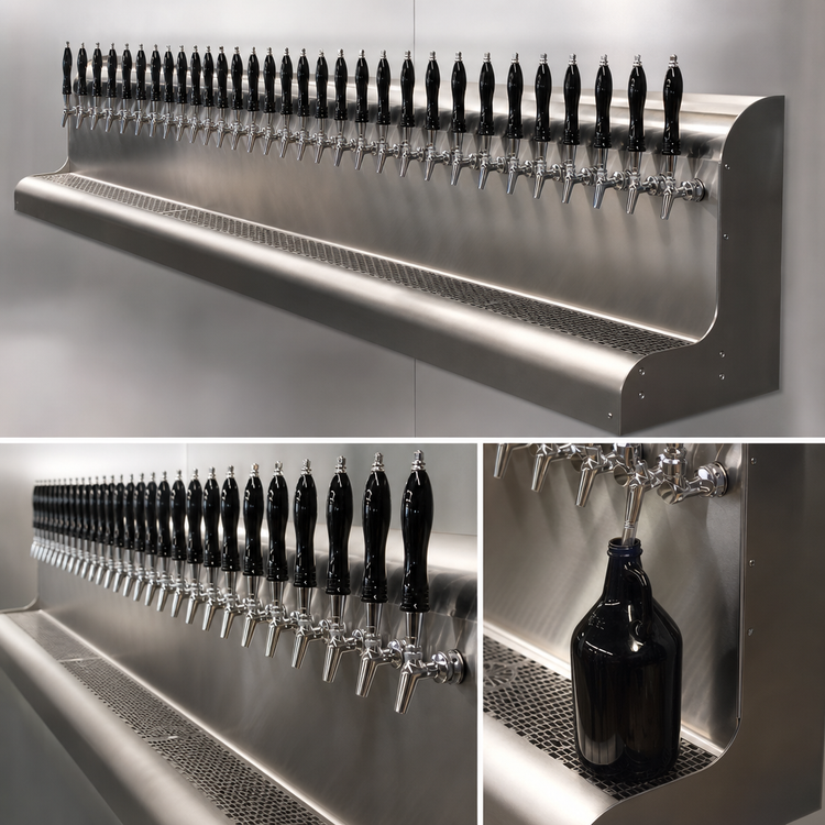 Product image #3 for Perlick 32-Faucet Wall-Mount Air-Cooled Modular Draft Beer Dispensing Tower, 96-Inch Wide
