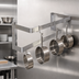 Thumbnail image #3 for Omcan USA 60-Inch Wall-Mounted Stainless Steel Double-Bar Pot Rack with 5 Plated Hooks