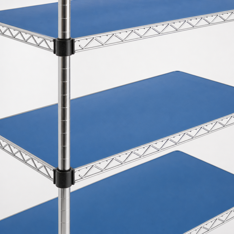 Product image #3 for Eagle Group QuadPlus 48 Inch x 21 Inch Solid Blue Polymer Shelf Mat with Chrome Wire Frame