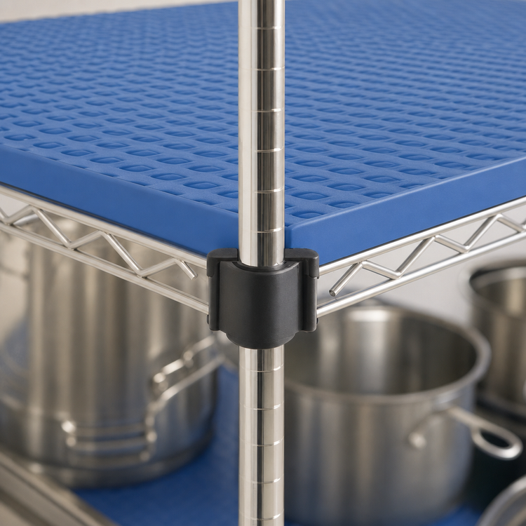Product image #3 for QuadPlus 60 x 18 Inch Solid Blue Polymer Shelf Mat with Quad-Adjust Wire Frame