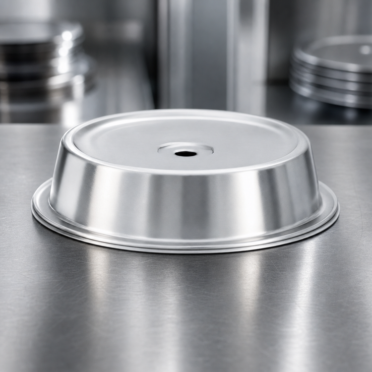 Product image #3 for Vollrath Round Stainless Steel Satin Finish Plate Cover for 9-7/16 to 9-1/2 Inch Plates