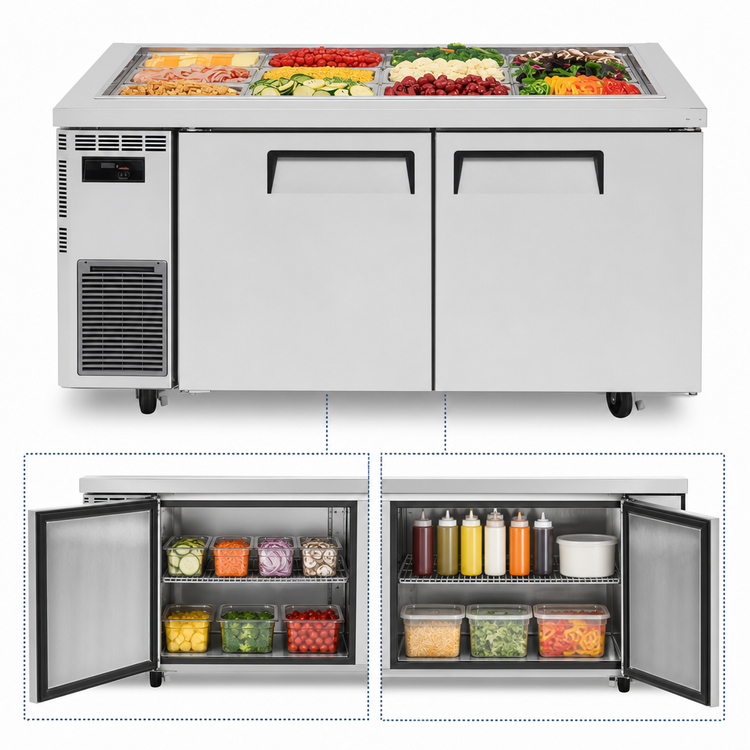 Product image #4 for Turbo Air JBT-60-N J Series Two-Section Refrigerated Buffet Table, 12-Pan, 59-Inch, Stainless Steel, 115V