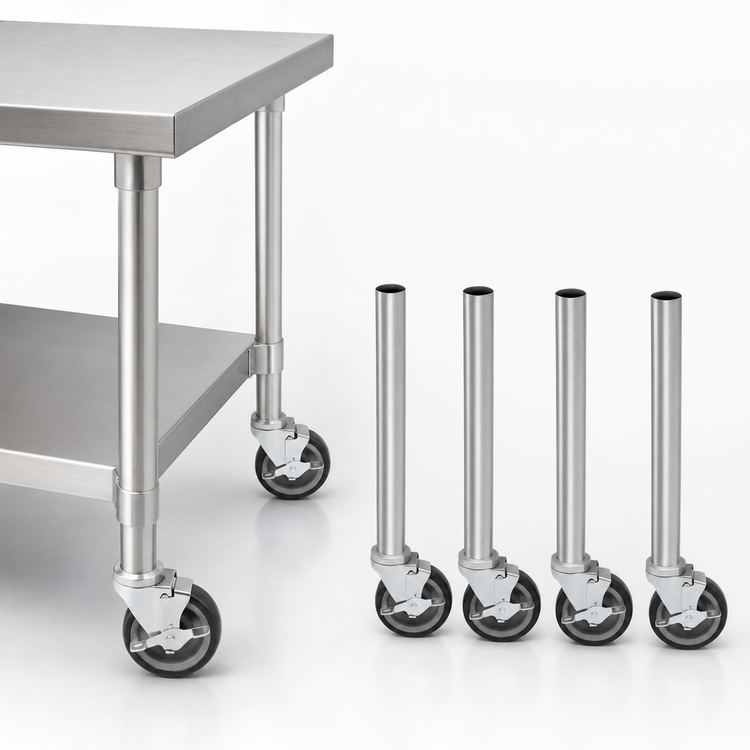 Product image #3 for John Boos 34-3/4-Inch Stainless Steel Table Legs with 5-Inch Heavy-Duty Locking Stem Casters, Set of 4