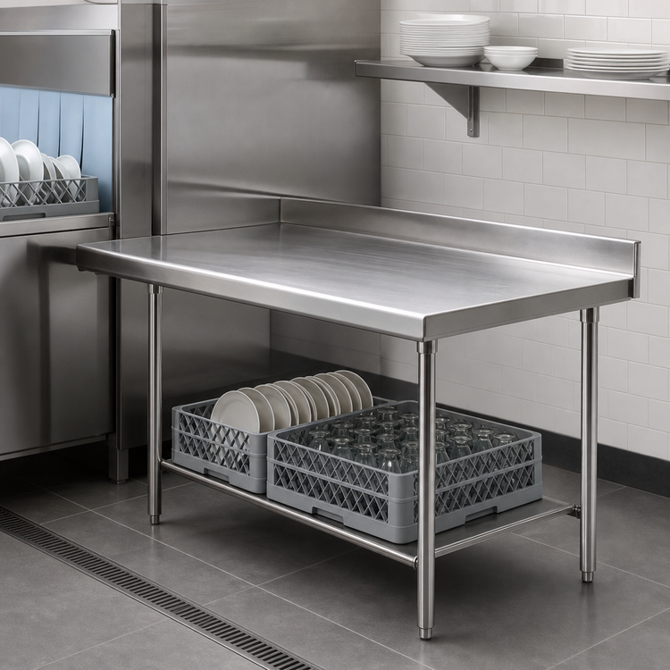 Product image #3 for Eagle Group Straight Clean Dishtable, 72 Inch x 30 Inch, Right-to-Left Operation, 16 Gauge 304 Stainless Steel Top