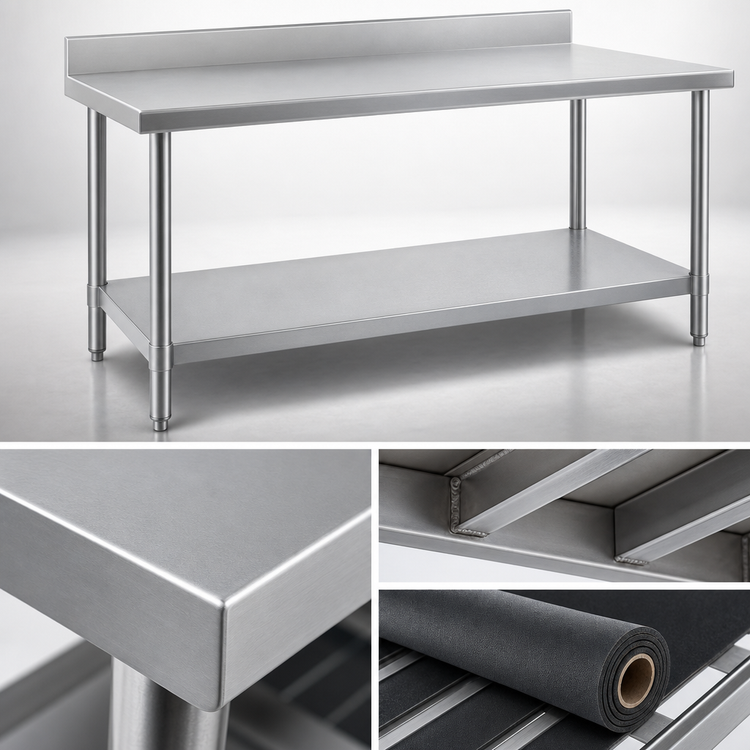 Product image #3 for Eagle Spec-Master Marine Series 48 Inch x 24 Inch Stainless Steel Work Table with 4-1/2 Inch Backsplash and Undershelf