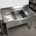 Thumbnail image #3 for Klinger's Trading EIT2DR 2-Compartment 16-Gauge 304 Stainless Steel Sink with Right Drainboard, 24 x 24 x 14 in. Compartments