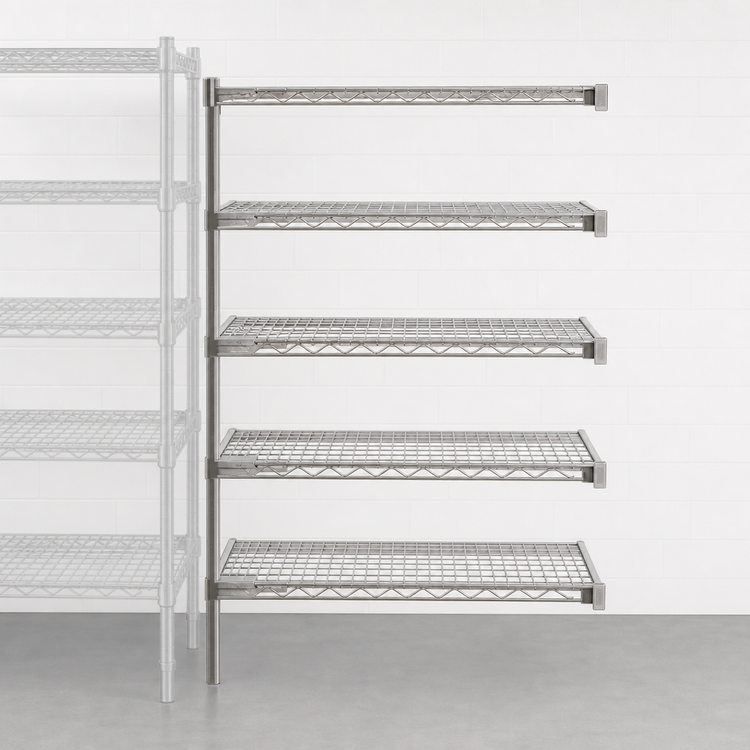 Product image #3 for Eagle Group 5-Tier Add-On Wire Shelving Unit, 30" x 24" x 86", Stainless Steel Finish