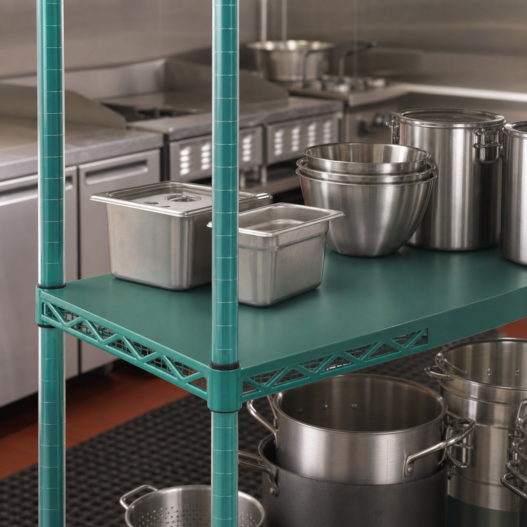 Product image #3 for Eagle Group QuadPLUS 72-Inch x 24-Inch Solid Green Polymer Shelf Mat with MICROGARD Protection