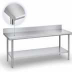 Thumbnail image #3 for Duke Manufacturing 314-24108-5R 108-Inch Stainless Steel Work Table with 5-Inch Riser and Galvanized Undershelf