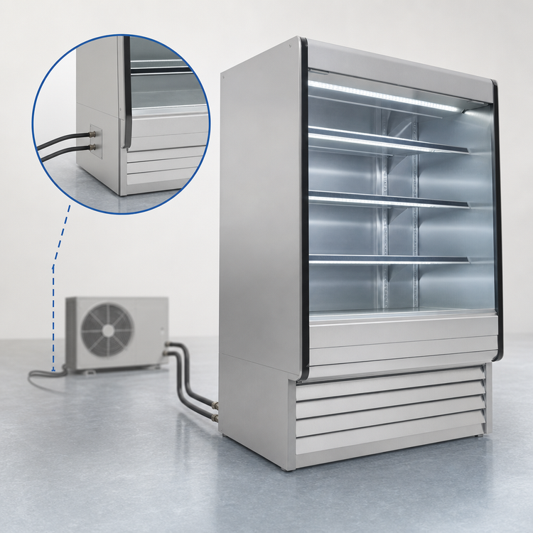 Product image #4 for Howard-McCray Ovation Series 51-Inch Remote Dairy Open Merchandiser with 3-Tier LED Shelves, Stainless Steel, 72-Inch High