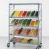Thumbnail image #3 for Quantum Slanted Shelf Enclosure Cart with 28 Clear Bins, 48 in. W x 24 in. D x 69 in. H, Chrome Plated