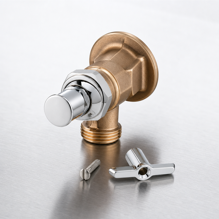 Product image #3 for Commercial Sill Faucet with Removable Loose Key Handle, 3/4 Inch Flanged Female Inlet, 3/4 Inch Hose Thread Outlet
