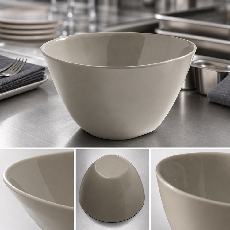 Product image #3 for Crave Collection 40 oz Round Coupe Melamine Bowl, Shadow