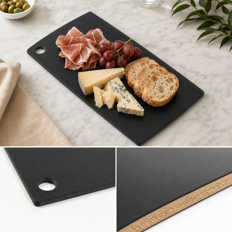 Product image #3 for American Metalcraft Black Pressed Wood Rectangular Serving Board, 16 x 8 x 1/4 Inch