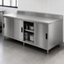 Thumbnail image #3 for BK Resources Stainless Steel Chef Table with Cabinet Base and Sliding Doors, 96 x 36 x 39-3/4 Inches