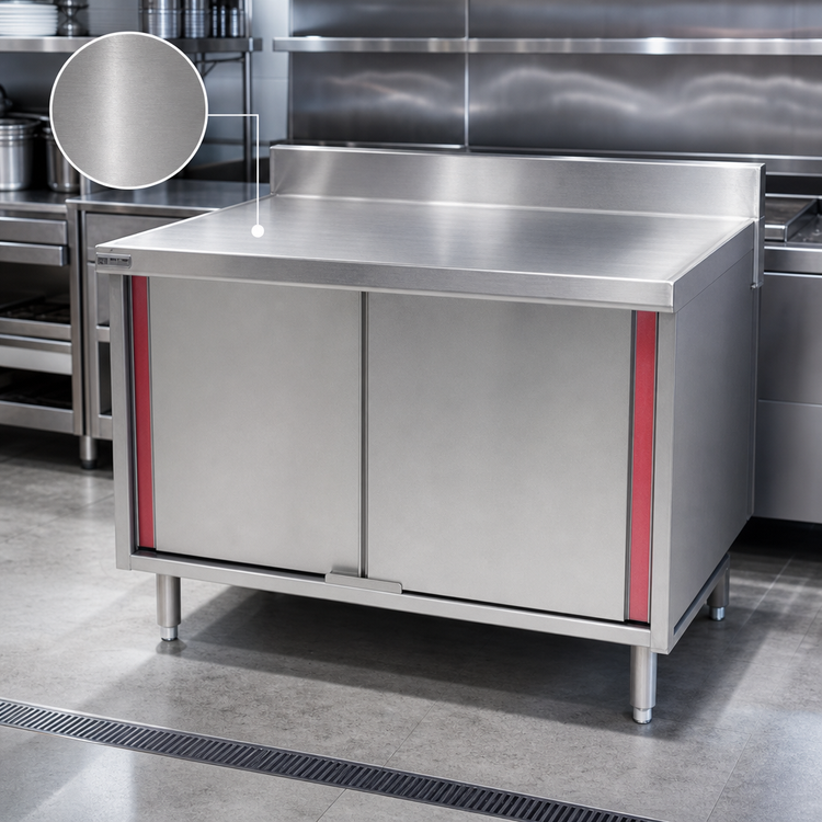 Product image #3 for Spec-Master CBH3096SEM-BS 96"W x 30"D Stainless Steel Marine Series Enclosed Work Table with Hinged Doors