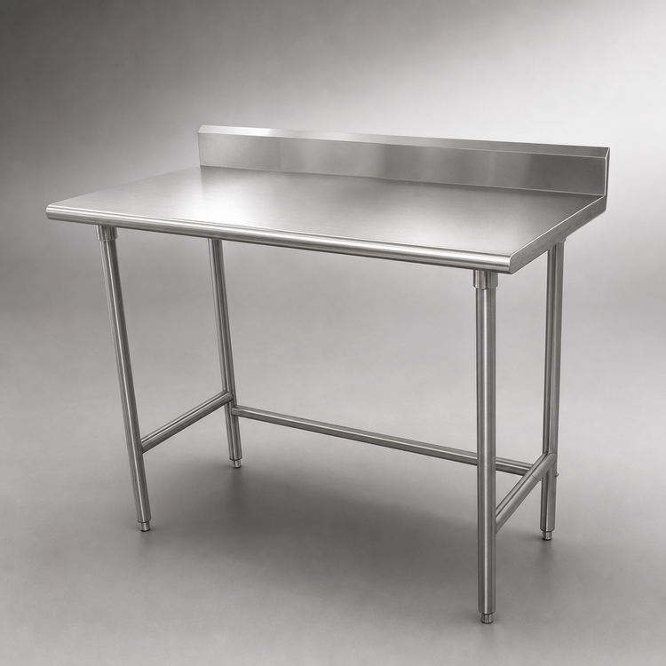 Product image #3 for Advance Tabco Special Value 84" x 30" 16 Gauge 304 Stainless Steel Open Base Work Table with 5" Backsplash