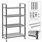 Thumbnail image #3 for Cambro Camshelving® Elements EXU243084VS4480 4-Tier Stationary Polymer Shelving Unit, 30"W x 24"D x 84"H, 3 Vented/1 Solid, Gray