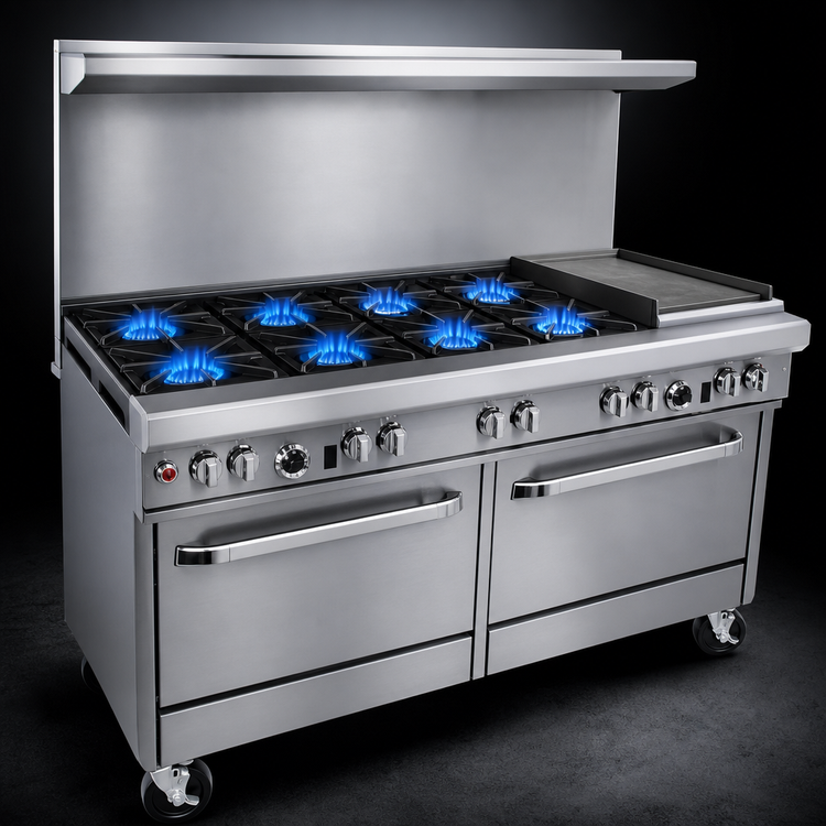 Product image #3 for Southbend Ultimate 60-Inch Gas Restaurant Range with 6 Burners, 24-Inch Griddle, Standard Oven, and Convection Oven