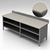 Thumbnail image #3 for John Boos 120-Inch x 30-Inch Poly Top Work Table with Stainless Steel Open Front Cabinet Base and 5-Inch Backsplash