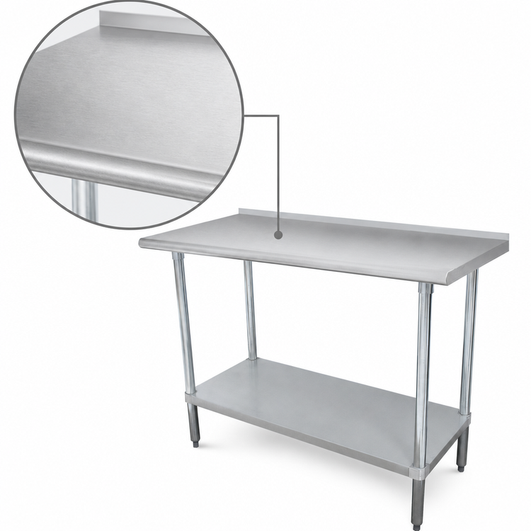 Product image #3 for Advance Tabco 30 Inch x 30 Inch Stainless Steel Work Table with Rear Up-Turn and Galvanized Undershelf