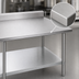 Thumbnail image #3 for Advance Tabco 84 Inch x 36 Inch 16 Gauge 430 Stainless Steel Work Table with 5 Inch Backsplash and Adjustable Galvanized Undershelf