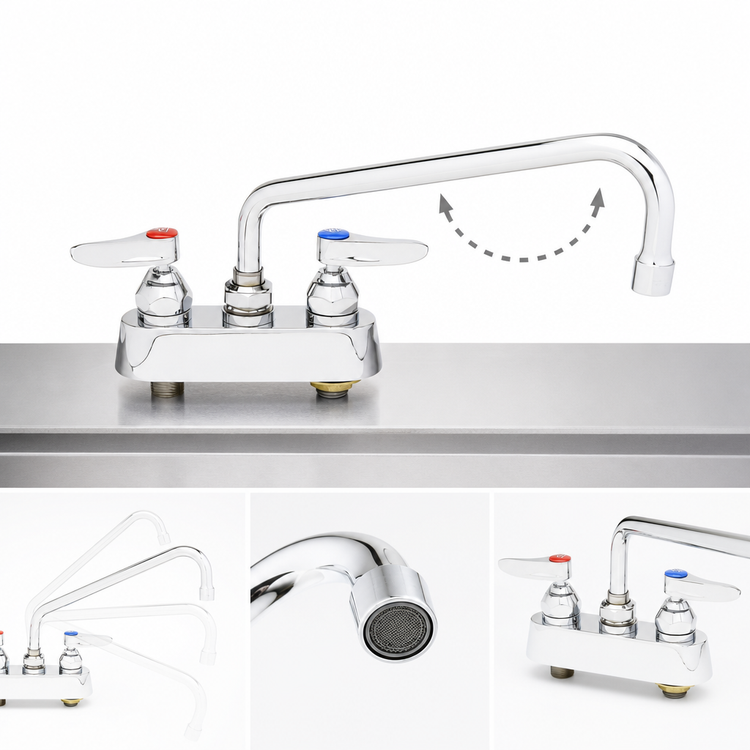 Product image #3 for 4-Inch Centers Deck-Mount Workboard Faucet with 10-Inch Swing Nozzle