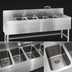 Thumbnail image #3 for Eagle Spec-Bar Four-Compartment Underbar Sink Unit with Left and Right Drainboards, Faucet, 84 Inch Wide